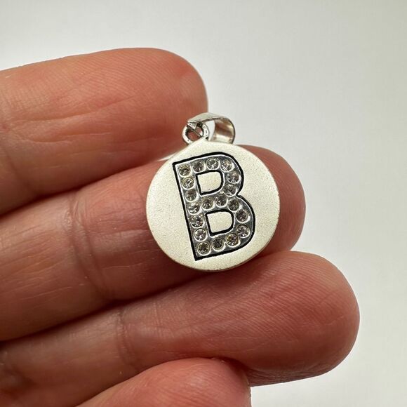 SALE! Sterling silver, and cz diamond “B” pendant! - Picture 5 of 7